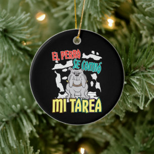 Décoration En Céramique Chien Espagnol A Mangé Mon Devoir - Perro Tarea