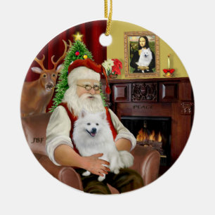 Décoration En Céramique Chien esquimau père Noël-Américain
