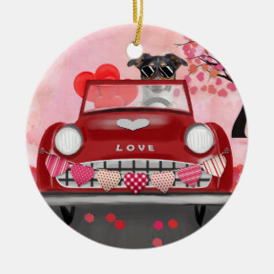 Décoration En Céramique Chien Jack Russell conduisant une voiture pour la