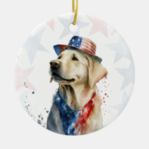 Décoration En Céramique Chien Labrador, 4 juillet Personnalisé
