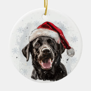 Décoration En Céramique Chien Labrador noir Noël Personnalisé