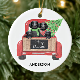 Décoration En Céramique Chien Labrador Noir Personnaliser Camion de Noël R