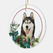 Décoration En Céramique Chien malamué de l'Alaska À feuillage persistant B (Gauche)