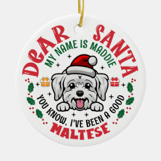 Décoration En Céramique Chien maltais personnalisé Arbre de Noël rond