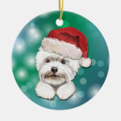 Décoration En Céramique Chien maltais Rouge Père Noël (Devant)