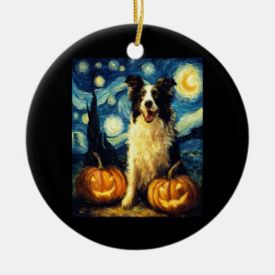 Décoration En Céramique Chien mignon Border Collie Halloween Jack O Lanter