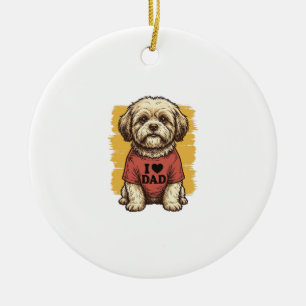 Décoration En Céramique Chien Mignon J'Aime Papa Gravure Vintage Vector De