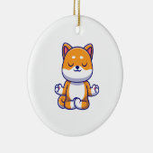 Décoration En Céramique Chien mignon shiba inu faisant du yoga méditation  (Droite)