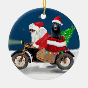 Décoration En Céramique Chien noir allemand berger Noël Père Noël