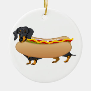 Décoration En Céramique Chien noir de Weiner avec tout le Fixins