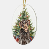 Décoration En Céramique Chien Pointer Allemand à Poil Dur Noël (Gauche)