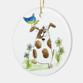 Décoration En Céramique Chien tacheté avec un oiseau (Gauche)