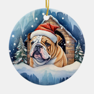 Décoration En Céramique Chien-taupe de Noël en hiver
