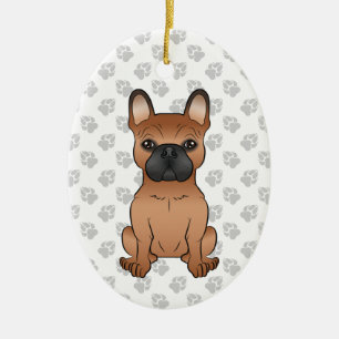 Décoration En Céramique Chien-taureaux français rouge / Chien-caricature f
