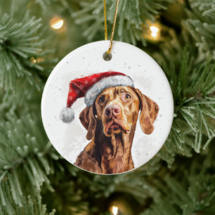 Décoration En Céramique Chien Vizsla Noël Personnalisé