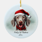 Décoration En Céramique Chien Weimaraner Personnalisé Premier Noël (Dos)