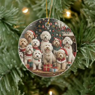 Décoration En Céramique Chiens de chiot de Noël Goldendoodle