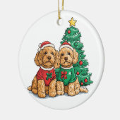 Décoration En Céramique Chiens de Noël Goldendoodle (Gauche)