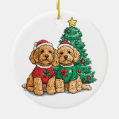 Décoration En Céramique Chiens de Noël Goldendoodle (Dos)
