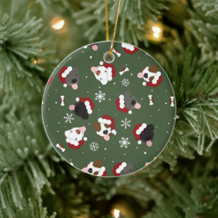 Décoration En Céramique Chiens de Noël sur Green