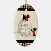 Décoration En Céramique Chiens écossais heureux nouvelle année (Droite)