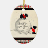 Décoration En Céramique Chiens écossais heureux nouvelle année (Devant)