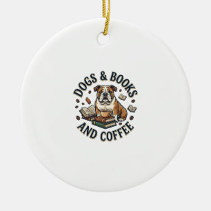 Décoration En Céramique Chiens Livres Café Bulldog Pile Tasse_1