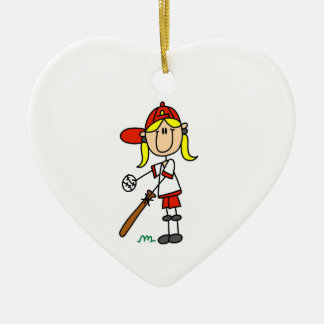 Décoration En Céramique Chiffre Fille Baseball Vers Le Haut À Bat