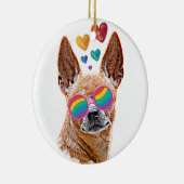 Décoration En Céramique Chihuahua Chien avec Coeurs Saint Valentin (Droite)