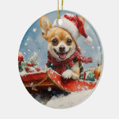 Décoration En Céramique Chihuahua Dog in Sledge Let it neiger Noël (Gauche)