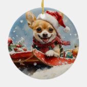 Décoration En Céramique Chihuahua Dog in Sledge Let it neiger Noël (Dos)