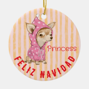 Décoration En Céramique Chihuahua Feliz Navidad Happy Holidays mignon fun