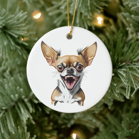 Décoration En Céramique Chihuahua moyen personnalisé | Chiens amusants (Arbre)