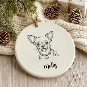 Décoration En Céramique Chihuahua Personnalisé pour Noël
