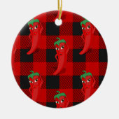 Décoration En Céramique Chili Pepper Buffalo Plaid Motif noir et rouge (Devant)