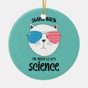Décoration En Céramique Chimie de chat Patriotique Reculez Je vais