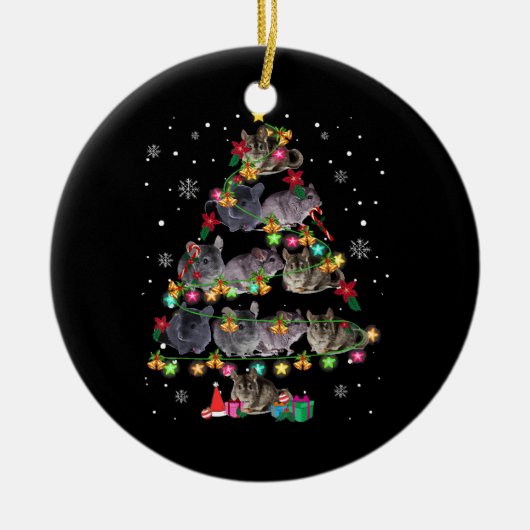 Décoration En Céramique Chinchilla sapin de Noël drôles rongeurs amoureux (Devant)