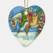 DÉCORATION EN CÉRAMIQUE CHINCOTEAGUE NOËL PONIES, BELLES ET JOUETS SLEIGH (Gauche)