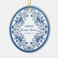 Chinoiserie bleue élégante à motifs floraux chinoi