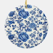 Décoration En Céramique Chinoiserie florale bleu et blanc (Dos)