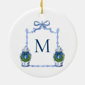 Décoration En Céramique Chinoiserie Ginger Jar Monogrammed Crest Christmas (Dos)