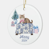 Décoration En Céramique Chinoiserie Nom et année du chat (Gauche)