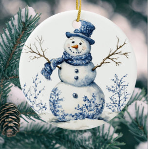 Décoration En Céramique Chinoiserie personnalisée Blue White Snowman