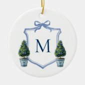 Décoration En Céramique Chinoiserie Topiary Monogramme Crest Noël (Devant)