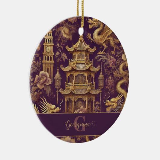 Décoration En Céramique Chinoiserie Victorienne Personalisée Purple & Gold (Droite)
