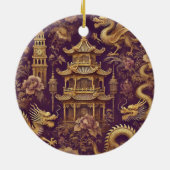 Décoration En Céramique Chinoiserie Victorienne Personalisée Purple & Gold (Dos)
