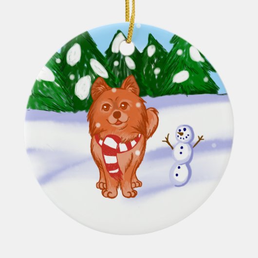 Décoration En Céramique Chiot à neige (Devant)