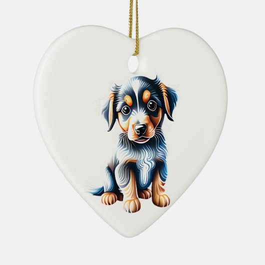 Décoration En Céramique Chiot berger américain miniature personnalisé (Droite)