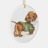 Décoration En Céramique Chiot de Dachshund avec lettre (Droite)