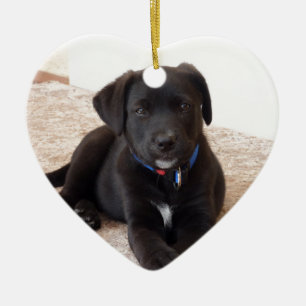 Décoration En Céramique Chiot de récupération Black Labrador
